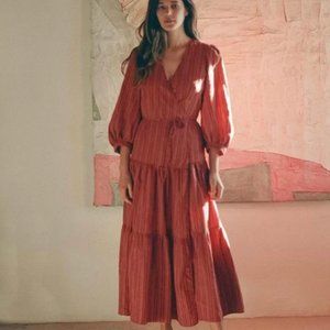 Christy Dawn Spiced Crinkle Stripe Red Noah Dress